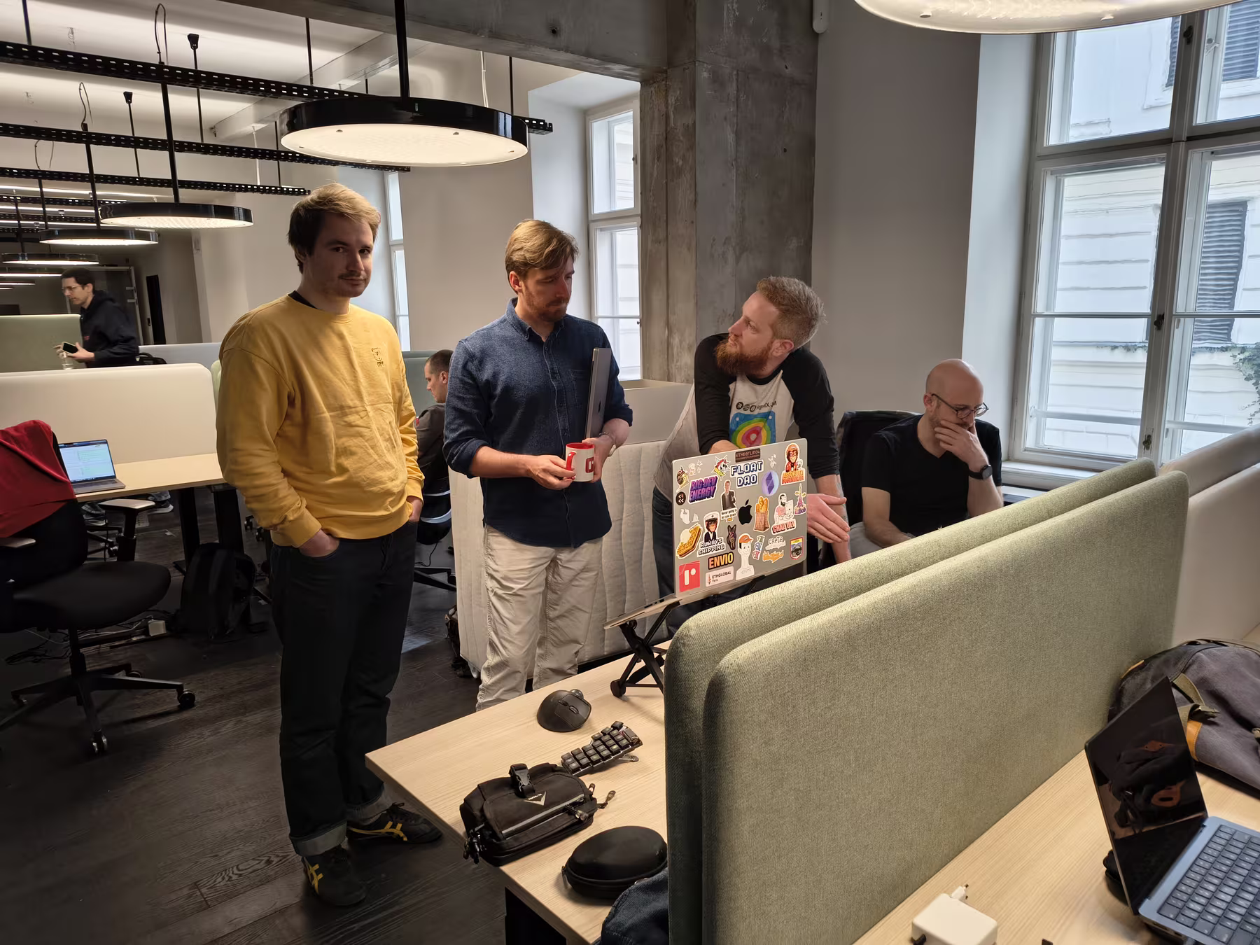 ReScript contributors collaborating in the retreat office